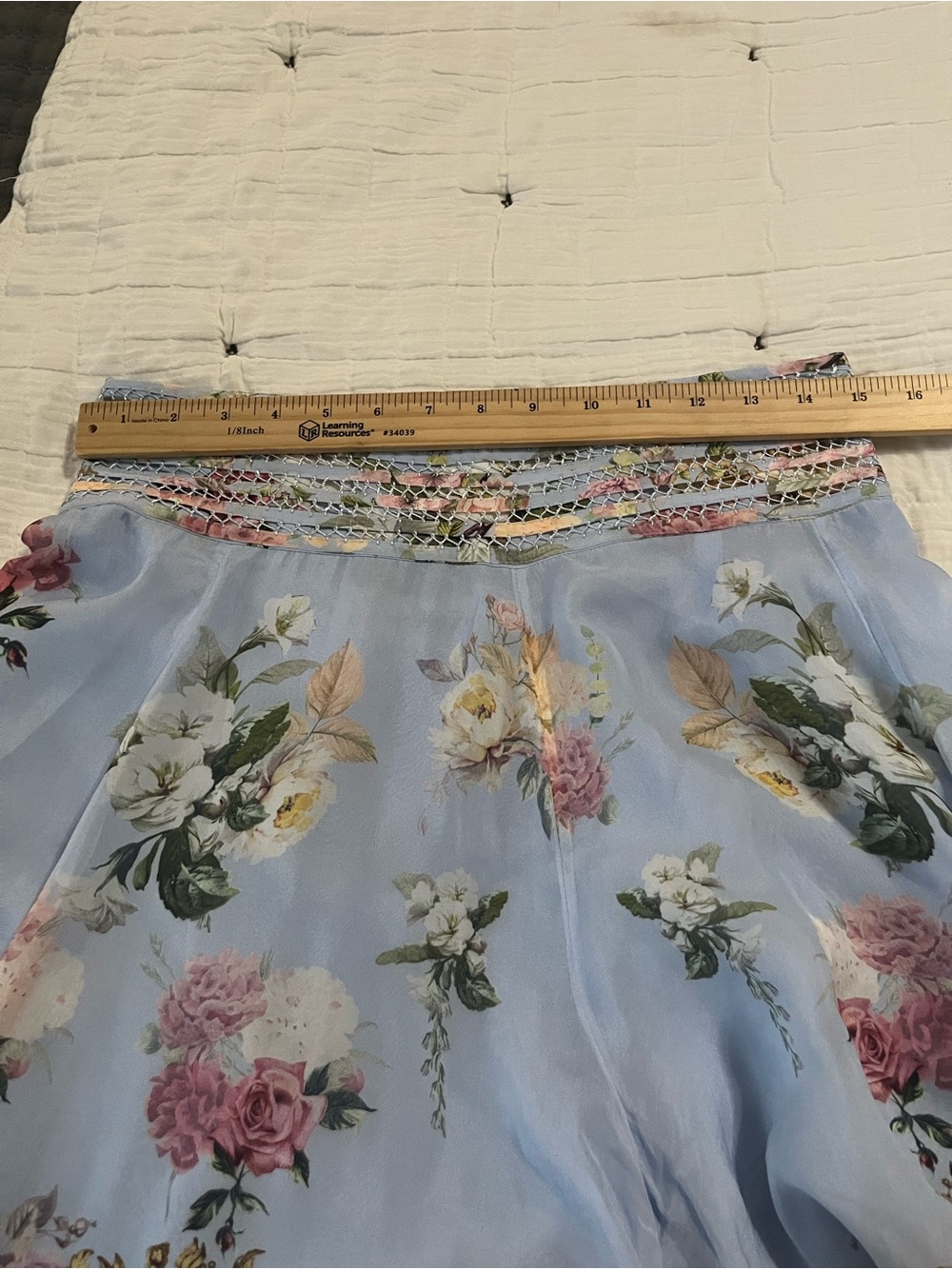 CAMILLA Tiled In Time Waisted Wide Leg Pants 100% Silk Floral Blue Medium - Picture 12 of 14